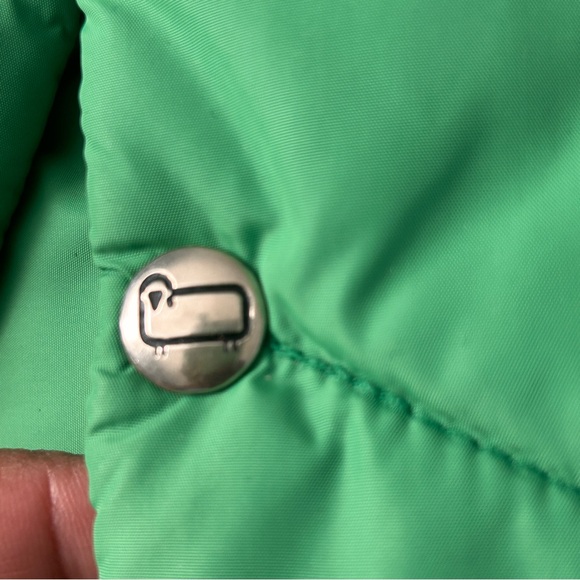 VINTAGE WOOLRICH Down Puffer Vest green w blue/white accents. Mens Small - Picture 11 of 12